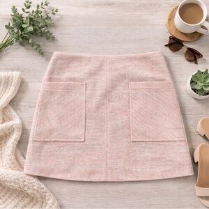 Le Lis Collection Pink Tweed Mini Skirt | Size Large | A-Line | Spring Preppy